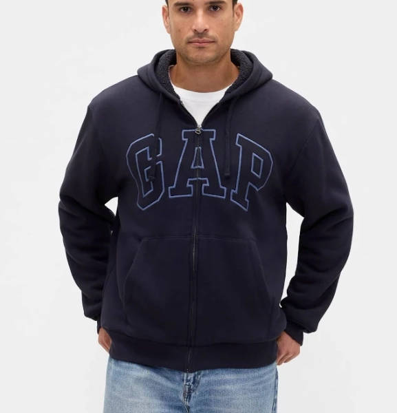 Gap Men's Relaxed Gap Logo Sherpa-Lined Zip Hoodie