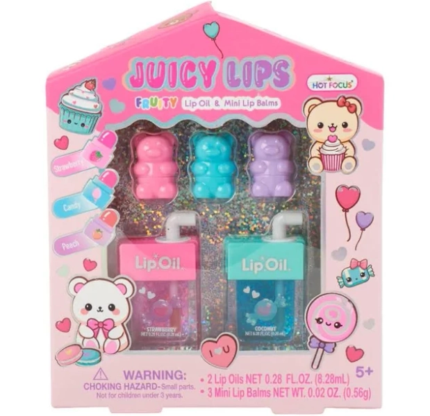 Boscov's Girls Hot Focus Mini Lip Balm & Lip Oil Juicy Lips Set