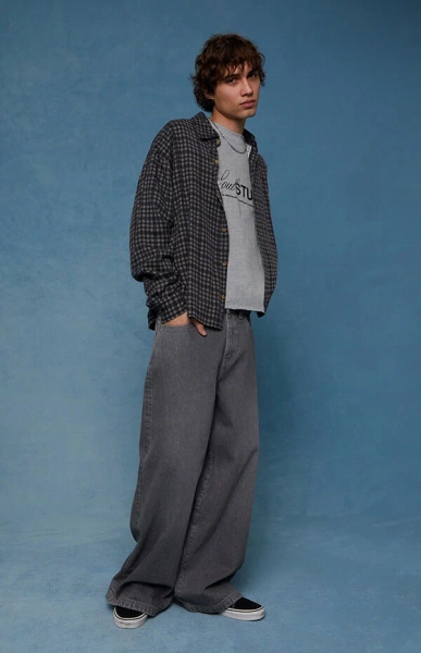 Ryder Ultra Baggy Jeans Flames Gray