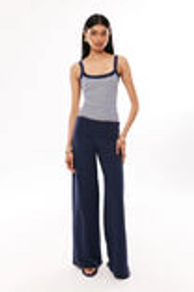Fold Back Wide Leg Pant - Navy
