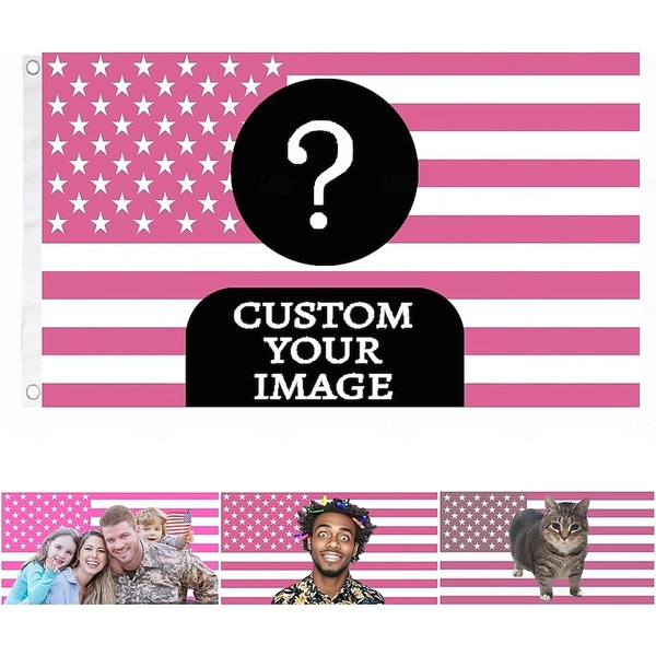 Custom Pink American US Flag 3x5 Ft Personalized Funny Flags Design Your Own Image Logo Photo Text Single/Double Sided Customized Flag Tapestry for Be