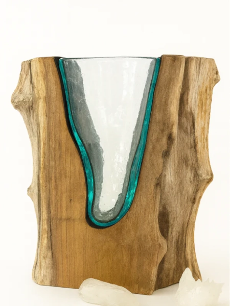 Handblown Stumped Melted Glass Vase