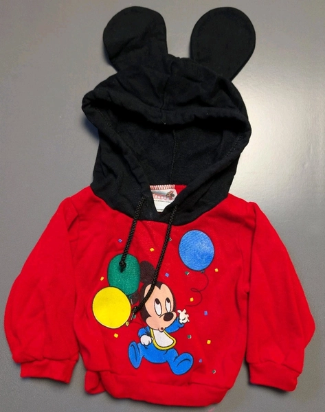 Vintage Disney Babies Mickey Ears Hoodie Baby Boy 9 Months 80s