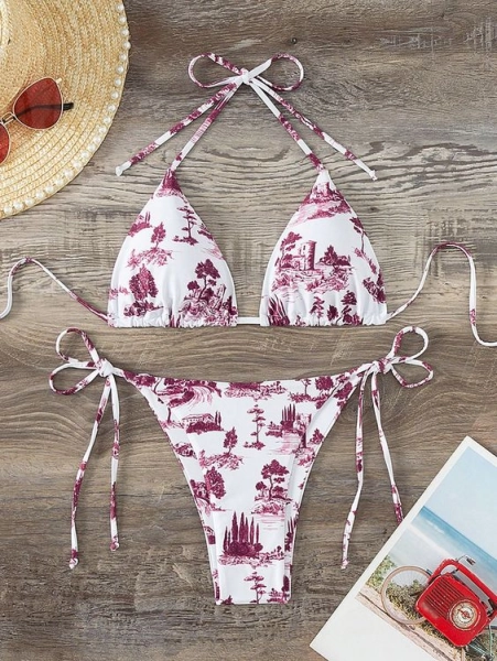 Vintage Print Bikini Set