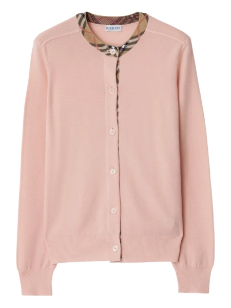 Burberry check-trimmed Cardigan | Pink | FARFETCH