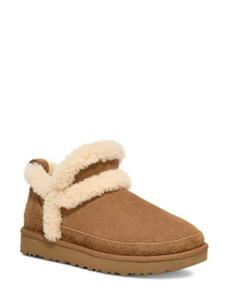 UGG Women's Classic Ultra Mini Spillseam Genuine Shearling Ankle Boots