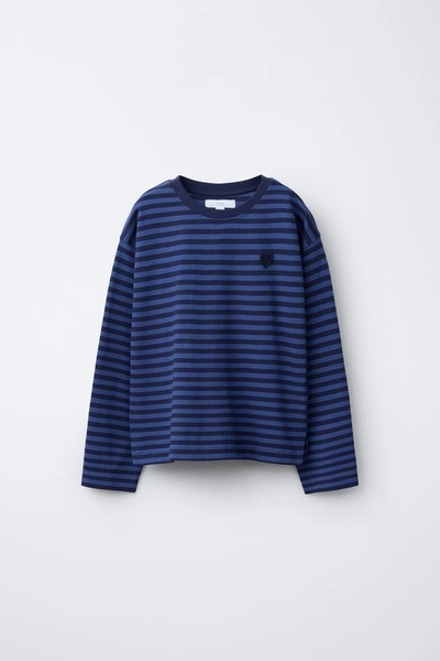 STRIPED EMBROIDERED HEART T-SHIRT