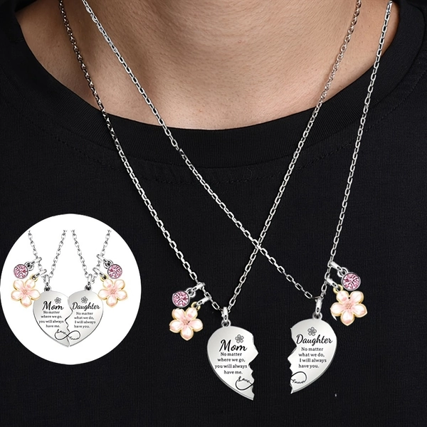 A Set of 2 Heart-Shaped Pendants And Necklaces for Mothers And Daughters, Perfect Gifts for Mother'S Day, Birthdays, And Christmas from Daughters