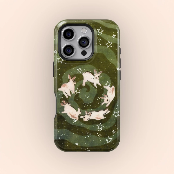 Coque de portable galaxie lapin kawaii, lapin mignon nuit étoilée, iPhone 17 16 15 14 13 12 11 Pro Max, Samsung Galaxy S26 S25 S24 Ultra