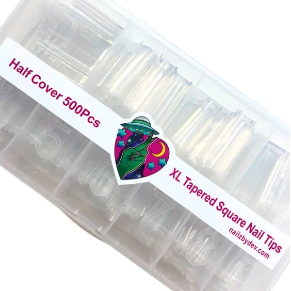 Long Tapered Square Half Cover Nail Tips