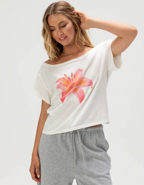 RSQ Womens Off The Shoulder Lily Tee - WHITE