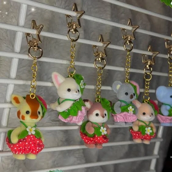 Flocked Baby Calico Critter Keychain