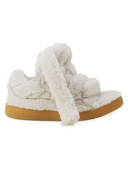 Lanvin Men's Curb Sneakers in Shearling - Beige - Size 4