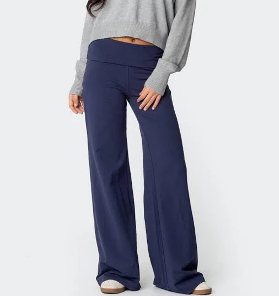 Edikted Women's Wide Leg Fold Over Pants
