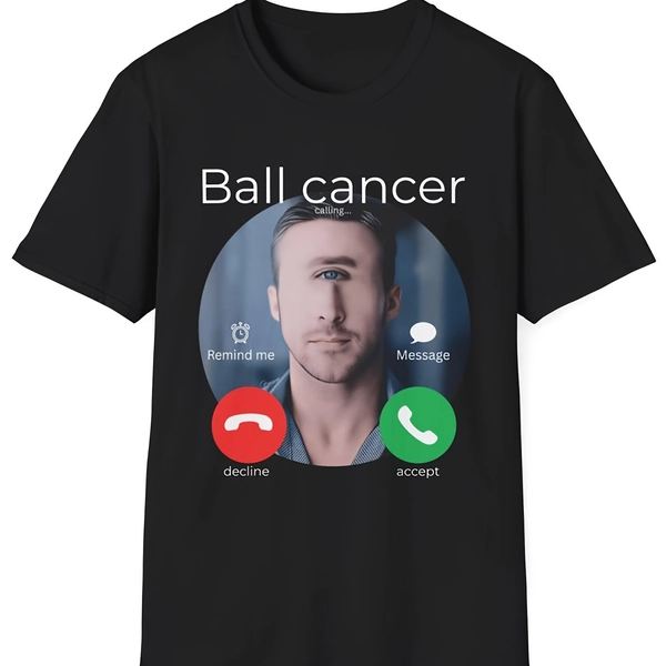 Trendy Printed Tee 2026 Funny Graphic Incoming Call 'Ball Cancer' T-Shirt Phone Screen Caller Graphic Day9 WinnerAll Season Essential
