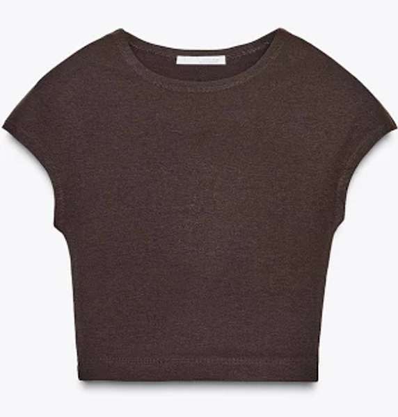 Zara Women's Cotton Modal Crop T-Shirt