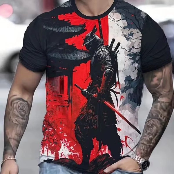 2026 New Japanese Samurai 3D Print T Shirt Men Retro Bushido Warrior Graphic Tees Casual O Neck Oversized Short Sleeve Y2k Tops - AliExpress 