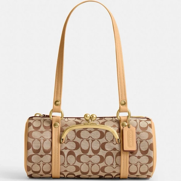 Coach Women's Signature Jacquard Barrel Shoulder Bag