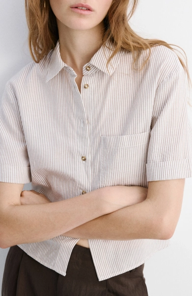 Stripe Short Sleeve Button-Up Shirt