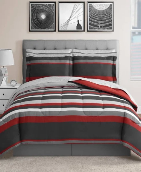 Fairfield Square Collection Austin Stripe/Solid Reversible 8 Pc. Comforter Set
