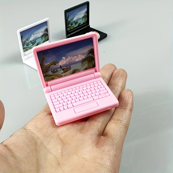 1pc Miniature Computer Model Ornament - ABS Resin, Available in White/Pink/Black - Ideal for DIY Micro Landscape and Scene Decorations
