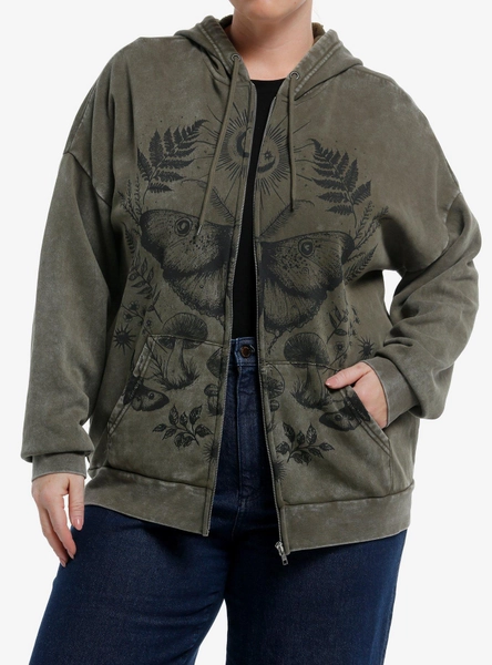 Thorn & Fable Moonlight Mother Mineral Wash Girls Hoodie Plus Size