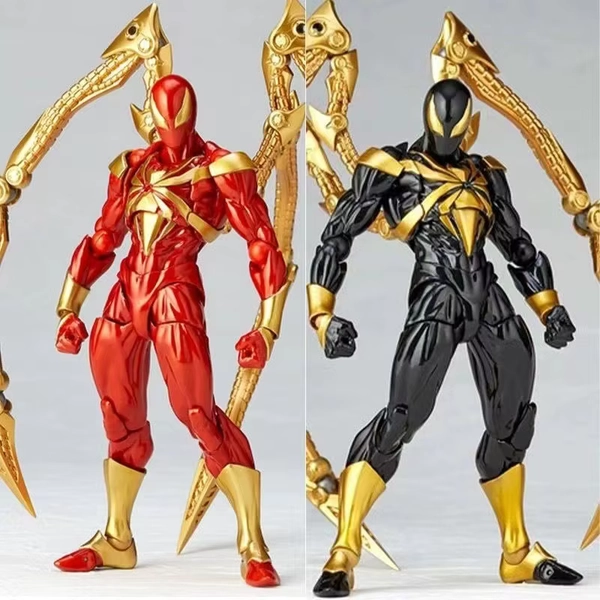 Iron Spider Kaiyodo Anime Figure Revoltech Spider-Man Action Figure PVC Statue Assembly Model Kit Collectible Toy Gift for Kids