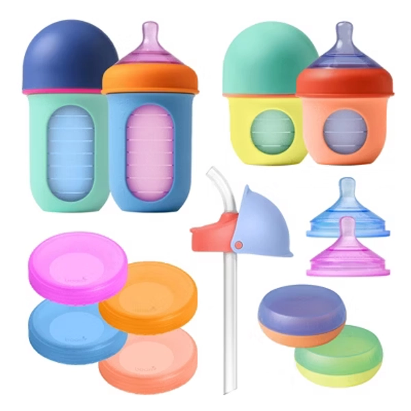 Boon Nursh Reusable Silicone Pouch Baby Bottle Grow-with-Baby Bundle Gift Set - 13pc