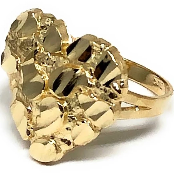 10K Solid Gold Yellow Classic Nugget Heart Ring