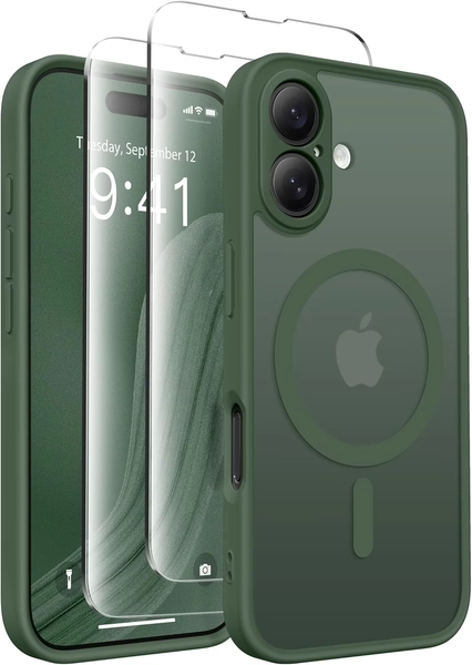 Magnetic Compatible with iPhone 16 Case, Upgraded [Full Camera Protection] [Compatible with MagSafe] Protective Translucent Matte Women Girl Phone Case Cover, Deep Green - Walmart.com