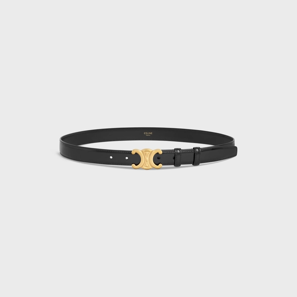 MEDIUM 25MM TRIOMPHE BELT IN TAURILLON LEATHER - BLACK | CELINE