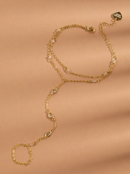 18K Gold Layered Hand Chain in Gold | Altar'd State