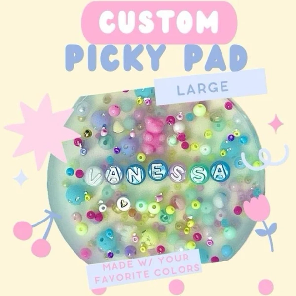 Custom Picky Pad Fidget Toy Personalized Large Anti Anxiety Stress Relief Handmade Non-toxic Sensory Gift with Customizable Beads for Advanced