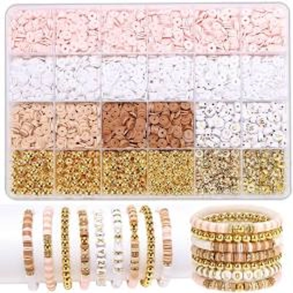 LFLIUN Bracelet Making Kit Friendship Gold Beads Clay Beads Jewelry&Bracelet Making Kit for Teen Girls Charm Bracelet Maker Set