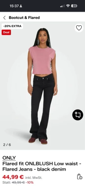 ONLY Flared fit ONLBLUSH Low waist - Flared Jeans - black denim