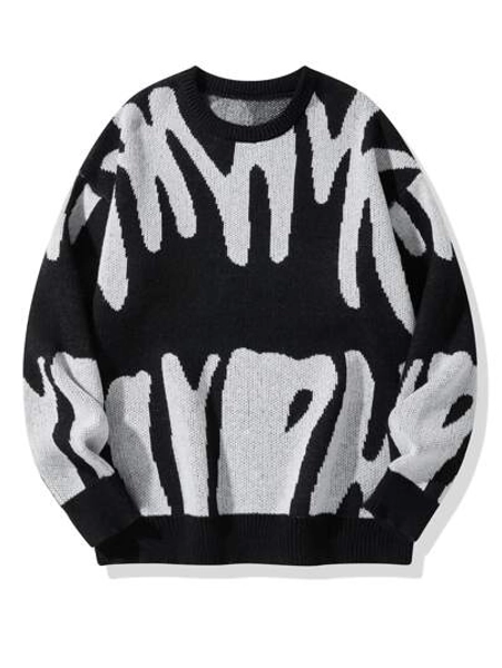 Manfinity EZcore Men Graphic Pattern Sweater , Fall Winter