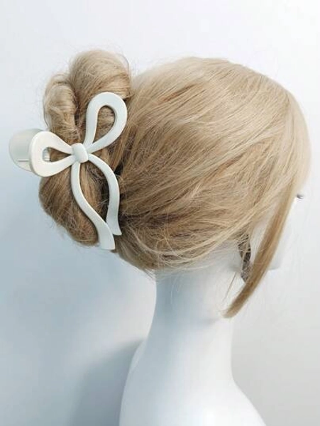 1pc Women's 13cm Plastic Hair Claw Clip With Ribbon Bowknot Design In Bag For Daily Use Valentine's Day Valentines Hair Clips Hair Jaw Clip Hair Clamps Hair Clutch Hair Catcher Clip Fall Winter Hair Accessories For Women For Vacation Outfits Woman