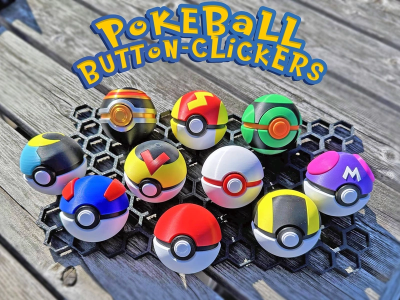 Pokeball Clicker Fidget Toy | Button Click ASMR Switch | Pokemon Poke Ball Fidget for ADHD, Anxiety & Focus | Gift for Gamers | Bundle Packs