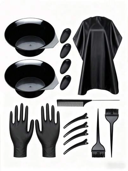 4pcs/16pcs Hair Dye Set, Hair Dye Brush, Hair Dye Bowl, Hair Clips, Hair Dye Apron, Cloth, Hair Pick Comb, Hair Dye Tool Set, Professional Hair Salon Hair Dye, Home Hair Dye Set, Hair Dye Combination ,Hair Styling Tools ,Hair Styling Kit