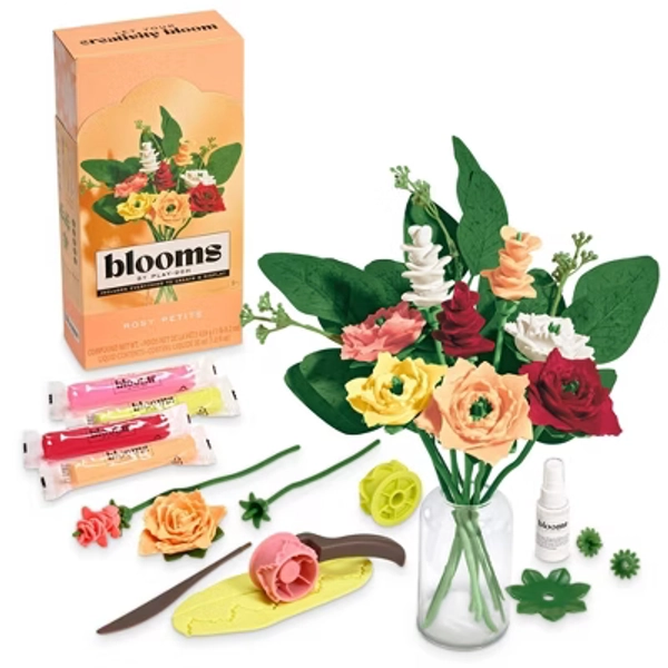 Blooms by Play-Doh Rosy Petite Flower Bouquet Arts and Crafts Kit for Adults DIY Home and Desk Decor Gifting