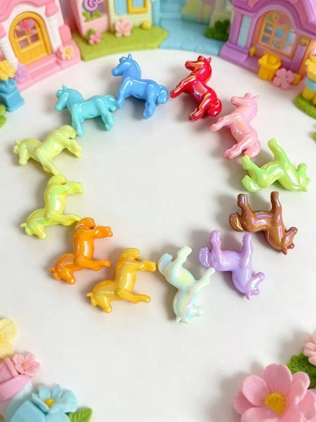 5/10pcs Colorful Mixed Mini Horse Beads, Cute Animal Decor Beads For DIY Handmade Bracelet Necklace Jewelry Accessories