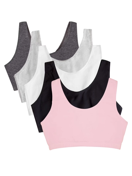 Fruit of the Loom Women's Tank Style Cotton Sports Bra, 5-Pack, Style 9012