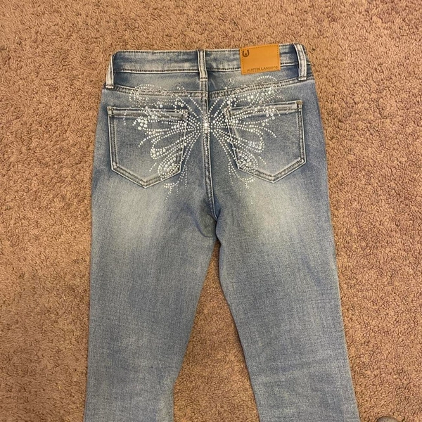 Y2K Miss Me blue jeans with rhinestone butterfly...