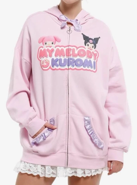 My Melody & Kuromi Oversized Graphic Hoodie