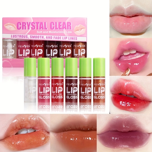 [Lip Gloss Set] 6Pcslip Care Essence Lip Oil Lip Gloss Moisturizing And Weakening Lip Lines Priming Lipstick Female Lip Gloss Set/With Plant Squalane