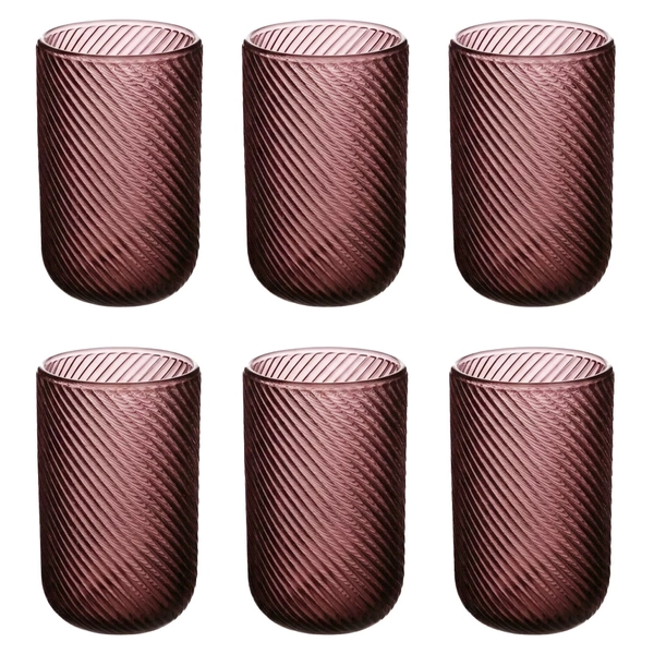KINGSTONE 6-Pack Ribbed Glass Tumblers, Lead-Free Drinking Glasses Set for Kitchen & Bar, 12 Oz Elegant Spiral Design, Purple - Walmart.com