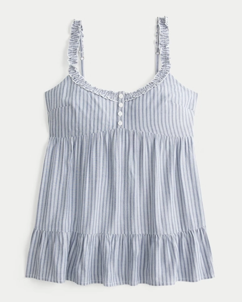 Ruffle Trim Tunic Babydoll Top