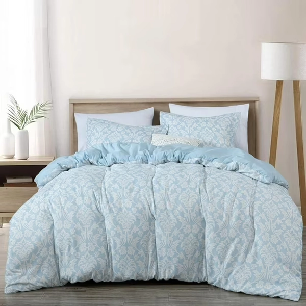 Chezmoi Collection Ivy Floral Medallion Comforter Set Queen Size, 3-Piece Blue/White Floral Printed Lightweight Bedding Comforter Set for All Seasons