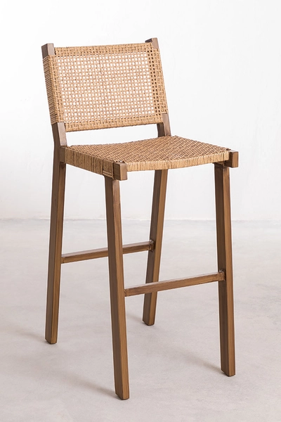Pack de 4 tabourets hauts 75 cm en rotin synthétique Ori