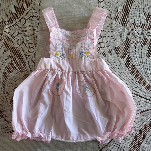 Vintage Baby Girl Pink Lightweight Summer Romper Cradle Togs Size 12 Months